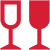 An icon showing two wine glasses, one empty, one full