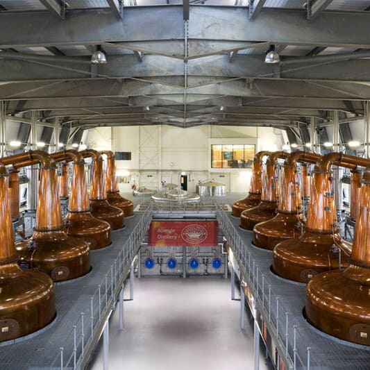 A photo of the whisky stills at Roseisle Distillery. In 2010 RSAN designed and produced an event to mark the official opening of Scotland’s new malt whisky distillery – the first to open in more than 30 years