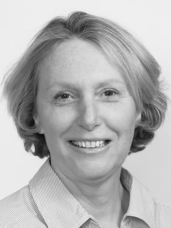 A black and white photo of Margot Warner of Red Sky at Night Events